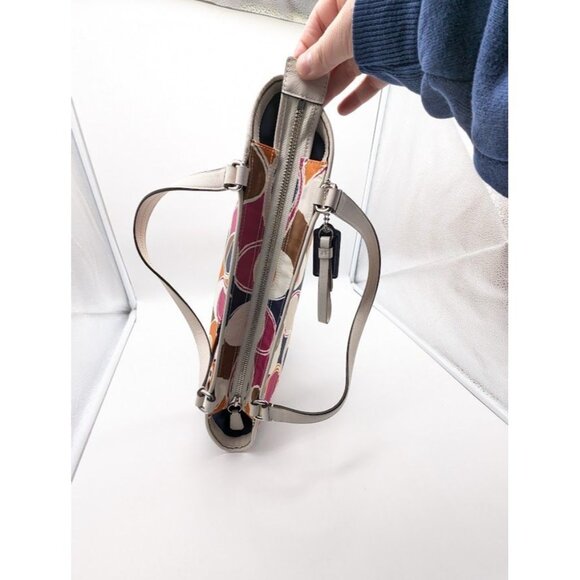 Coach F23299 Park Hand Drawn Scarf Print North South Tote Bag Charm Hobo - Picture 5 of 10